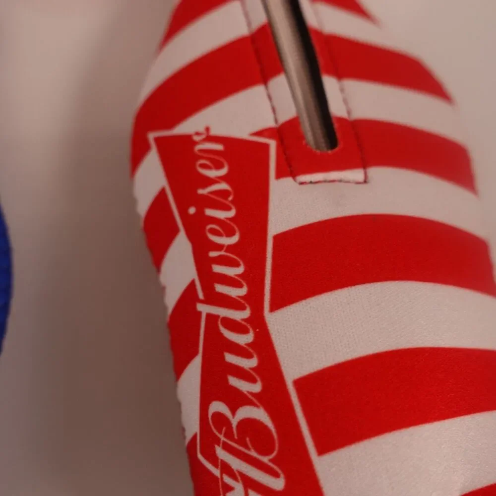 Lot of 10 Budweiser Logo Beer Bottle Zipper Sleeve Koozies USA Insulated New